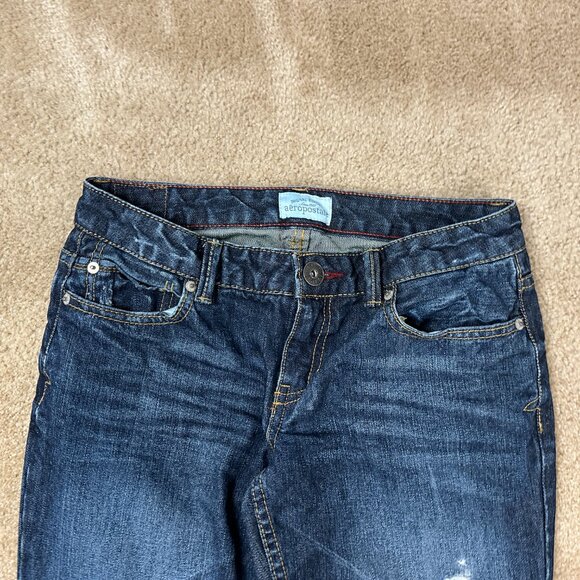 Y2K Aeropostale Hailey Flare Boot Cut Denim Jeans Size 5/6 Long Rip Distressed - Picture 3 of 10